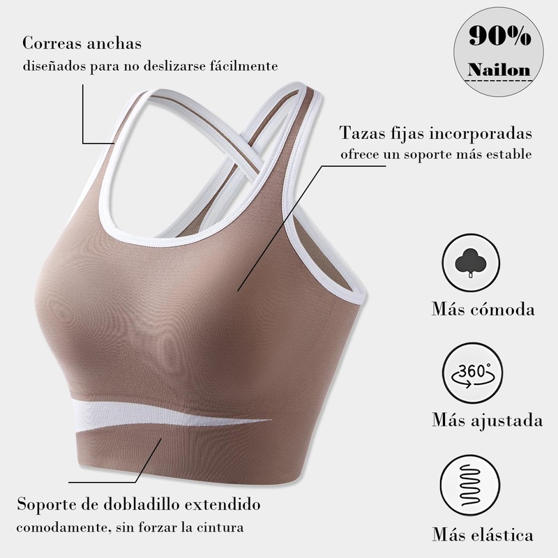 Cloeey Future Brasier Deportivo para Mujer, Negro y Café (MX/US,
