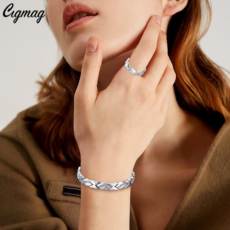 Cigmag Lymphatic Drainage Magnetic Bracelet Women Ultra Strong Magnets Titanium