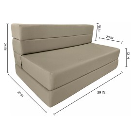 Danfuton Folding Foam Mattresses, Chair Lounger, Studio Guest Beds, 6x 39 x 80, Tan