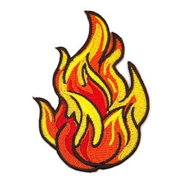 3.5" Embroidered Flame Iron On Patch | Decorative Large Flame Flames Fire Applique Iron On/Sew On Patches for Clothing, Hats, Clothes, Backpacks, Holes, Jackets