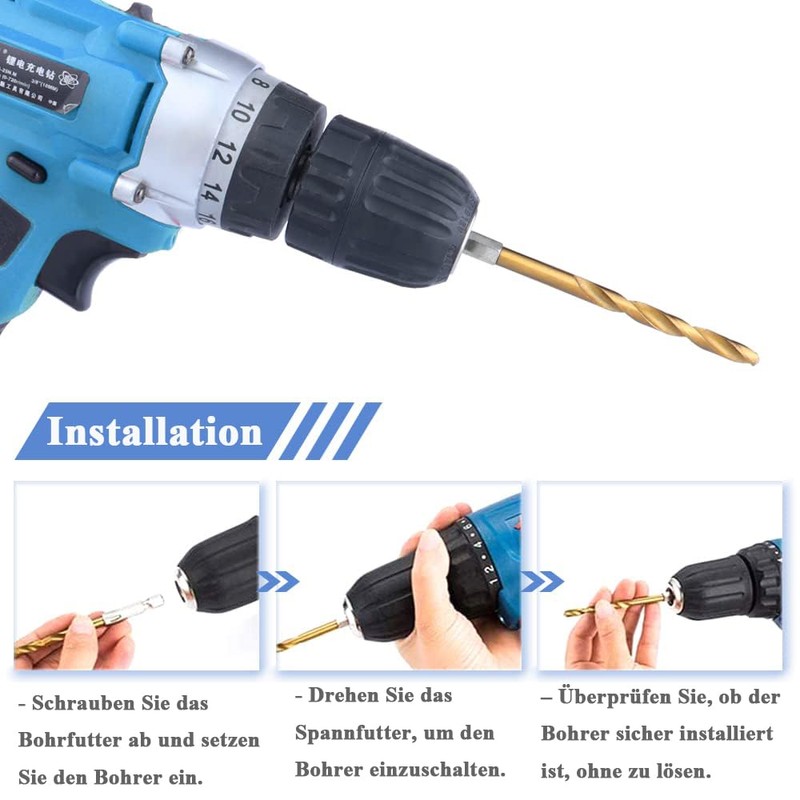 Mesee 13-Piece HSS Twist Drill Bit Set, 1/4 Inch Hex