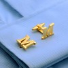 A-Z Initial Cufflink for Men, Classic 18k Gold Silver Black