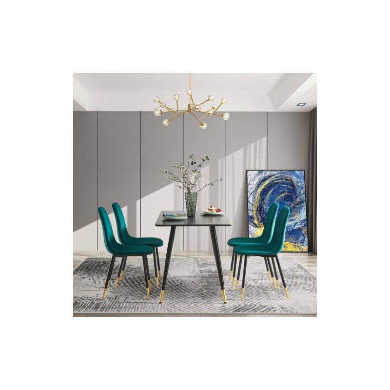 Black Modern Kitchen Dining MDF Table for Smart Home