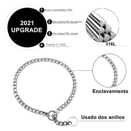 Monlida Collar de Cadena para adiestramiento de Perros, Gargantilla Ajustable de Acero Inoxidable para adiestramiento de Perros para Perros pequeños, medianos y Grandes (A, S)