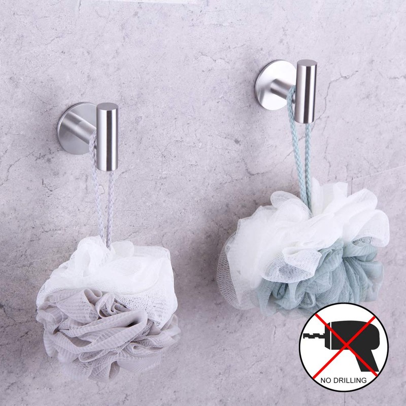 GERZWY Adhesive Hooks Heavy Duty Wall Hooks Waterproof Stainless Steel