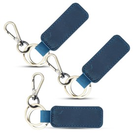 Llavero de piel personalizado de Estados Unidos, llavero de piel, llavero de coche, llavero de piel para hombres y mujeres, Azul, Regular