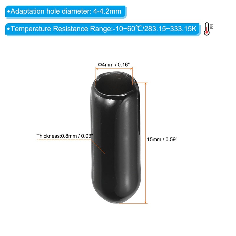 PATIKIL 4MM Vinyl Rubber End Caps, 150 Pack Flexible Bolt