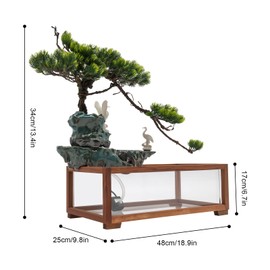 Tabletop Water Fountains with LED Light and Atomizer,Desktop Waterfall Bonsai with Fish Bowl,Desktop Fountain Waterfall for Good Luck Wealth