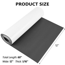 Sponge Neoprene Foam Rubber Sheet with Adhesive, 12 in x 60 in x 1/16 in Multi-Function Soundproof High Density Waterproof Rubber Mat, Perfect Cosplay Easy Cut DIY Neoprene Padding Roll - Black