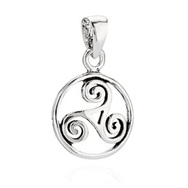 NKlaus 11128 Triskel Pendant Round 925 Silver 13 mm Celtic Silver Pendant Amulet, Silver