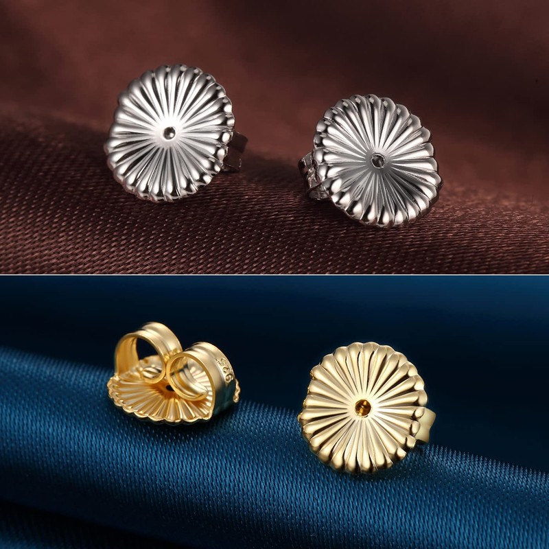 Earring Backs 18K White Gold Plated Sterling Silver Hypoallergenic Earring