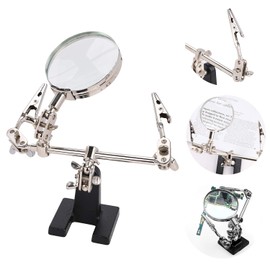 5X Magnifying Glass with Stand Hands Free Magnifying Glass Magnifier Stand with Clamps and Clips Free Standing Magnifying Glass for Desk Hobbies Iron Soldering Sewing Crafts Electronic Watch Repair