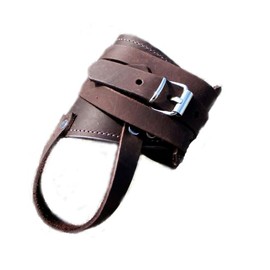 Generisch Leather Bracelet with Thumb Loop (Dark Brown Left 15-18 cm)