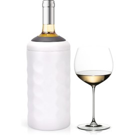 Vacuum Insulated Stainless Steel Wine & Champagne Bottle Cooler – Fits Most 750mL Bottles, Keeps Drinks Chilled for Hours (White)
