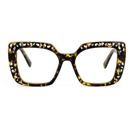 Zeelool Square Frame Glasses for Women, Classic Eyeglasses Frame with Non-prescription Clear Lenses ZJGP661805-02 Tortoise