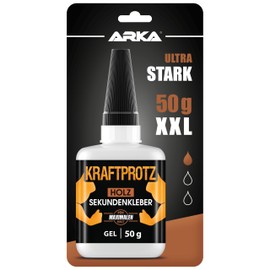 ARKA 50 g Sekundenkleber fr Holz & Bastelbedarf extra stark - ARKA Kraftprotz -Transparenter Holzkleber - Dickflssiger Superkleber - Wasserfest - einfache Anwendung & sicherer Halt