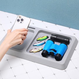 2 Pcs EVA Foam Boat Dash Pad 2 Compartment Cell Phone Boat Dash Accessory Boat Phone Holder Adhesive Backing Boat Dash Organizer for Sea Marine Fishing Boating Center Consoles Deck Tool Accessories