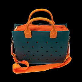 New Styles Popular EVA Rubber Tote Bag with Holes DIY Charms Waterproof Beach Shoulder Handbag for Beach Travelsize: 10.8*8.6*2.95 inches, Color: HYB-T06