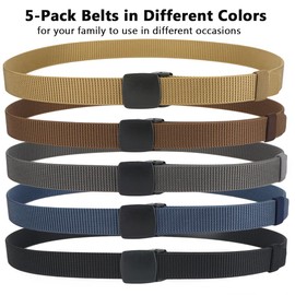 WYuZe 5 Pack 1.25" Military Nylon Belts for Men, Metal-free Lightweight Sturdy Adjustable Web Belt for Work Casusal TSA Travel Safe, Multi-Color