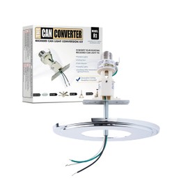 The Can Converter R1 Recessed Can Light Conversion Kit w/ 8¼" Beveled Ceiling Medallion - Home Improvement for 4", 5" & 6" Cans, Fan & Light Fixture Converter Kit, UL Certified, Polished Chrome