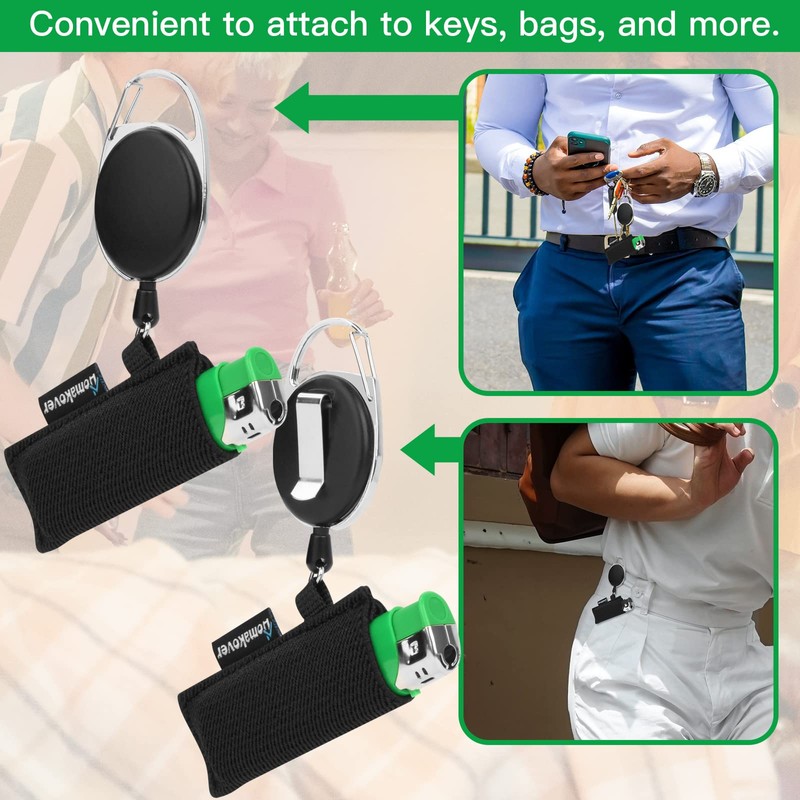 Retractable Lighter Holder Keychain with Belt Clip, Elastic Lighter Leash