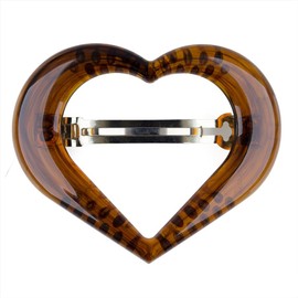 1 x Heart Patent Clip Open Approx. 9 cm Long and 7 cm Wide in Havana Brown - Made in Germany WeLoveBeads