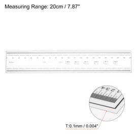 sourcing map Film Flexible Ruler 20 cm 0.1 mm Scale with R Angle & Wide Lines PET Plastic Folding Straight Ruler Calibration Soft Measuring Tool for Factory Transparent