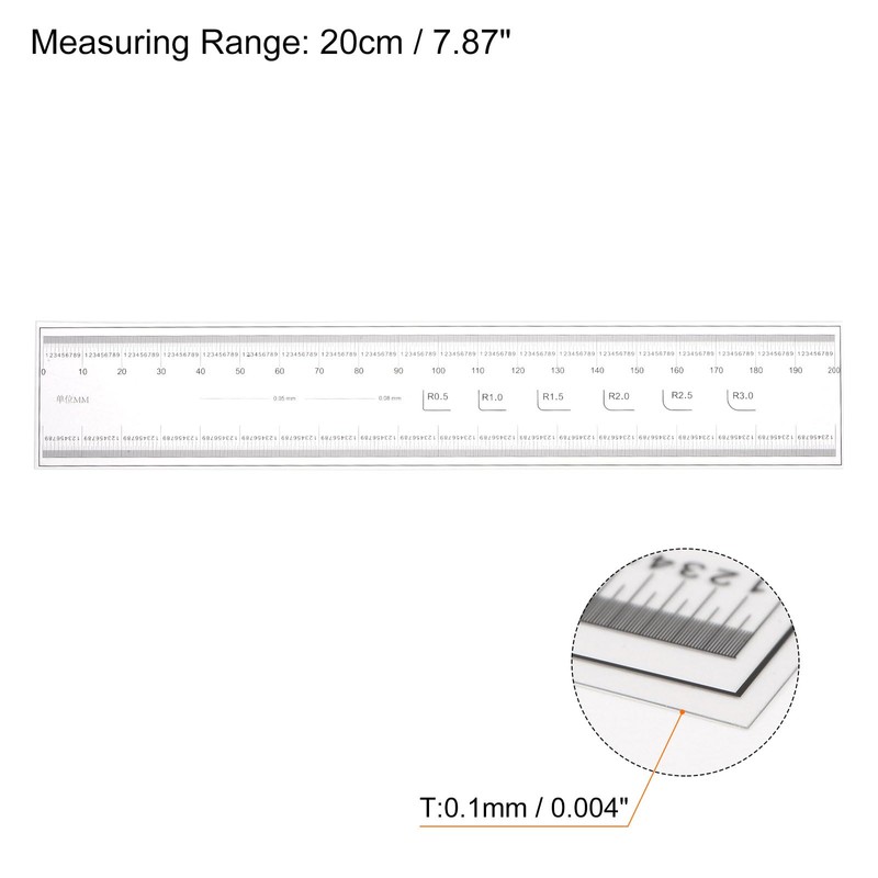 sourcing map Film Flexible Ruler 20 cm 0.1 mm Scale