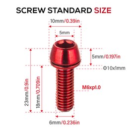 CNCLOL MTB Brake Caliper bolts,Bike Brake Caliper bolts M6x18mm Steel alloy,Red