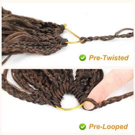 NOTICEME Prelooped GoGo Curl Crochet Hair for Black Women, Short Curly Crochet Hair Pretwisted 8 Packs 8 Inch Synthetic Braiding Hair Extensions (Ombre Brown,T30#)