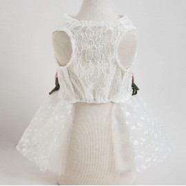 Fitwarm® Luxury Rose Lace Pet Dog Weddding Dress Bride Clothes Formal Apparel, Medium