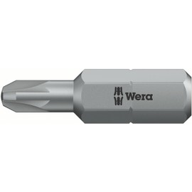 WERA 135003 Screwdriver Bit for Posidrive Screws, Insertion 0.25 inches (6.35 mm), Blade Size PZ2, Total Length: 1.0 inches (25 mm)