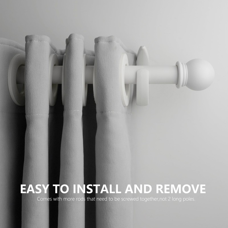White Curtain Rods for Windows 16-88 inch, 1 inch Decorative