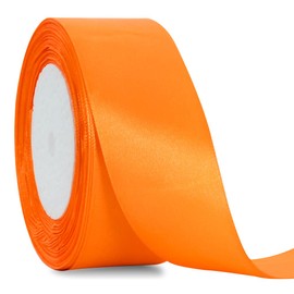 TONIFUL 4 cm x 22 m Wide Orange Satin Ribbon, Solid Fabric Ribbons for Weddings, Car Decoration, Chair Sash, Crafts, Gift Wrapping, Cutting, Ceremony, Table Bows, Flower Sewing