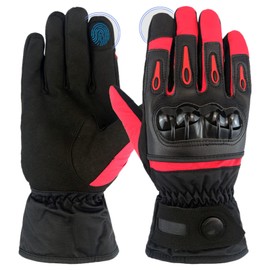 hifrom Winter Motorcycle Gloves, Waterproof Winter Warm Motorcycle Gloves, Breathable Touch Screen Cycling Gloves, Windproof Sports Gloves for Men and Women (Red, M)