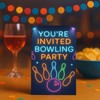 GHKJOK 20 Bowling Party Invitations with Neon Design, 300gsm Cardstock,