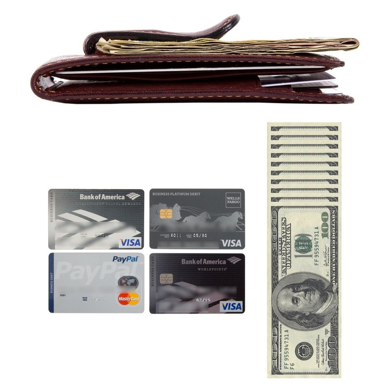 Mens Minimalist Money Clip Bifold ID Wallet Credit Card Holder