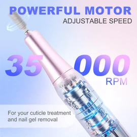 MEKK Nail Drill Professional Electric Nail file Cordless Nail Drill for Gel Nails, Electric Nail File for Gel Nails 35000RPM, 3000mAh E File, An-ti Shaking Efile (Pink & Blue)