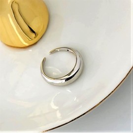 Bellitia Jewelry Crescent Moon Ring, Sterling Silver, Platinum-Plated, 925 Sterling Silver, Women's, Individuality, Fashion, Silver, Gold Color, One Size Fits Most, Gift Accessory