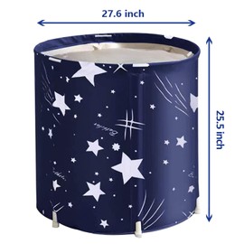 ptlsy Portable Bathtub, Japanese Soaking Bath Tub for Shower Stall, Foldable Bathtub with Thermal Foam, Freestanding, Folding & Soaking Spa Bath Tub with Pillow for Small Spaces (Blue Sky)