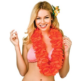 Hawaiian Orange Large Petal Lei Flower Garland Fancy Dress Accessory Luau Party