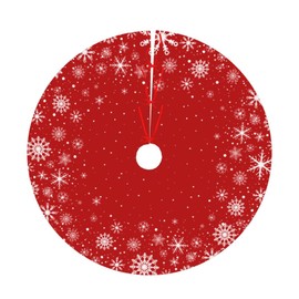 Red Christmas Tree Skirt 30 Inch with White Snowflakes Classic Farmhouse Christmas Tree Mat Small for New Year Xmas Holiday Party Decorations Home Yard Indoor Outdoor Ornaments