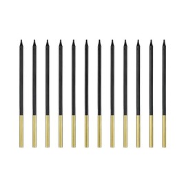 Plain Black Birthday Candles, 14 cm Height, Set of 12