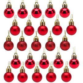 Toyland Pack of 25-25mm RED Shiny and Matt Christmas Tree Ornaments
