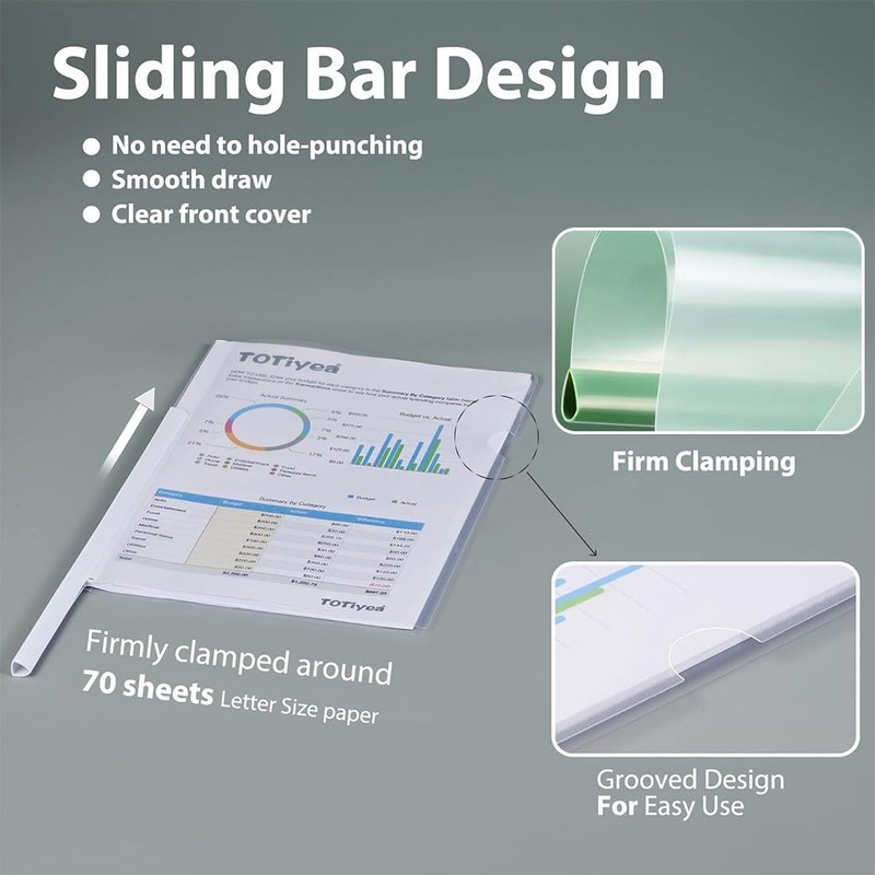 PYEUIFT Pack of 10 Folder Sliders, A4 Sliding Bar Binders,