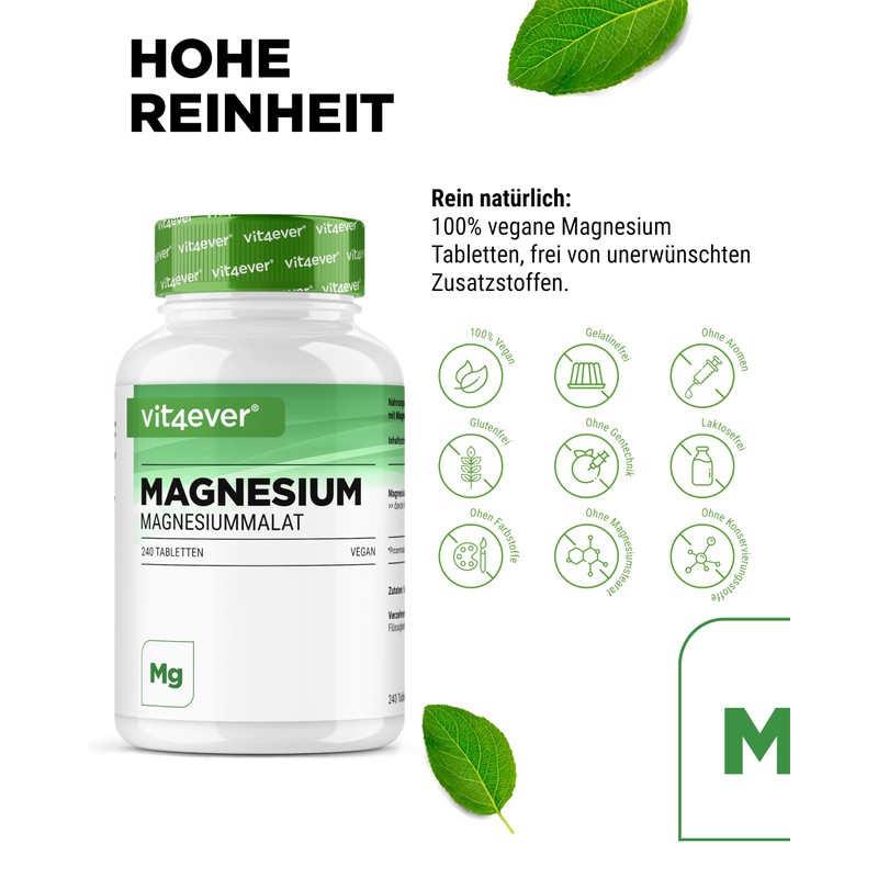 Magnesium Malate - 240 Tablets with 3000 mg Magnesium Malate