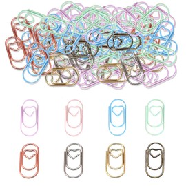 Pack of 50 Heart Paper Clips, Colourful Paper Clips, for Postcards, Office, School, with Storage Box (Macaroon)