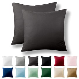 Alreya Renforcé Pillowcase, 100% Cotton, Super Soft Pillowcase with YKK Zip, Pillow Slip Only, 80 x 80 cm, Anthracite, Set of 2