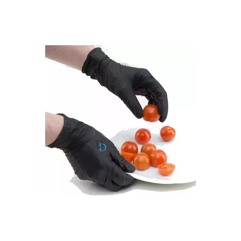 UniSeal Guantes Nitrilo Negros Cocina Chef 100 Pzas Talla Grande