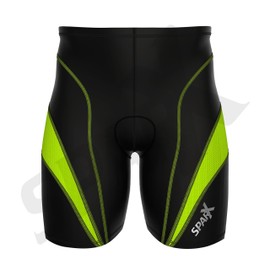 Sparx - Pantalones cortos de triatlón para hombre (negro/verde neón, mediano)